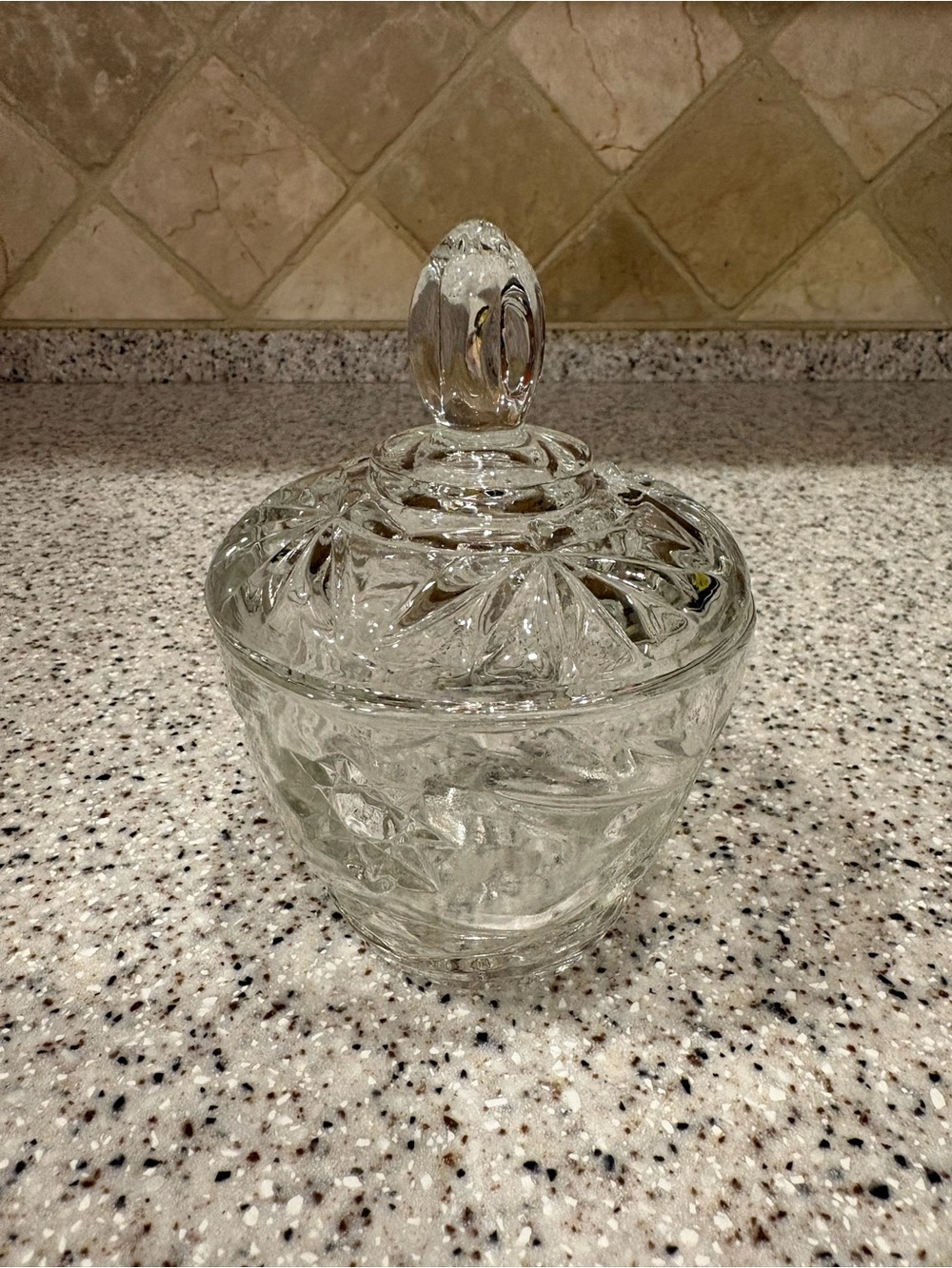 Anchor Hocking Clear Pressed Glass Candy Jar with Lid